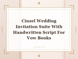 Cinzel Wedding Invitation Suite with Handwritten Script for Vow Books